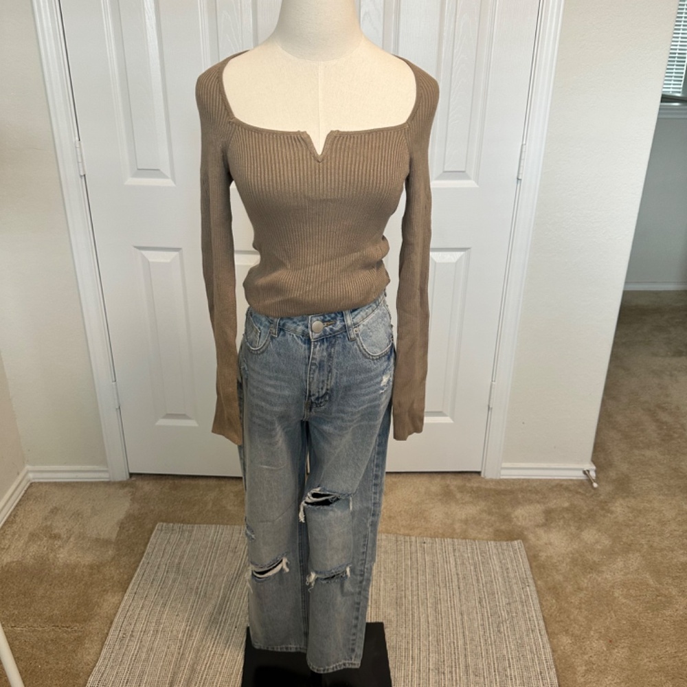 Ribbed Knit Bodysuit - Taupe